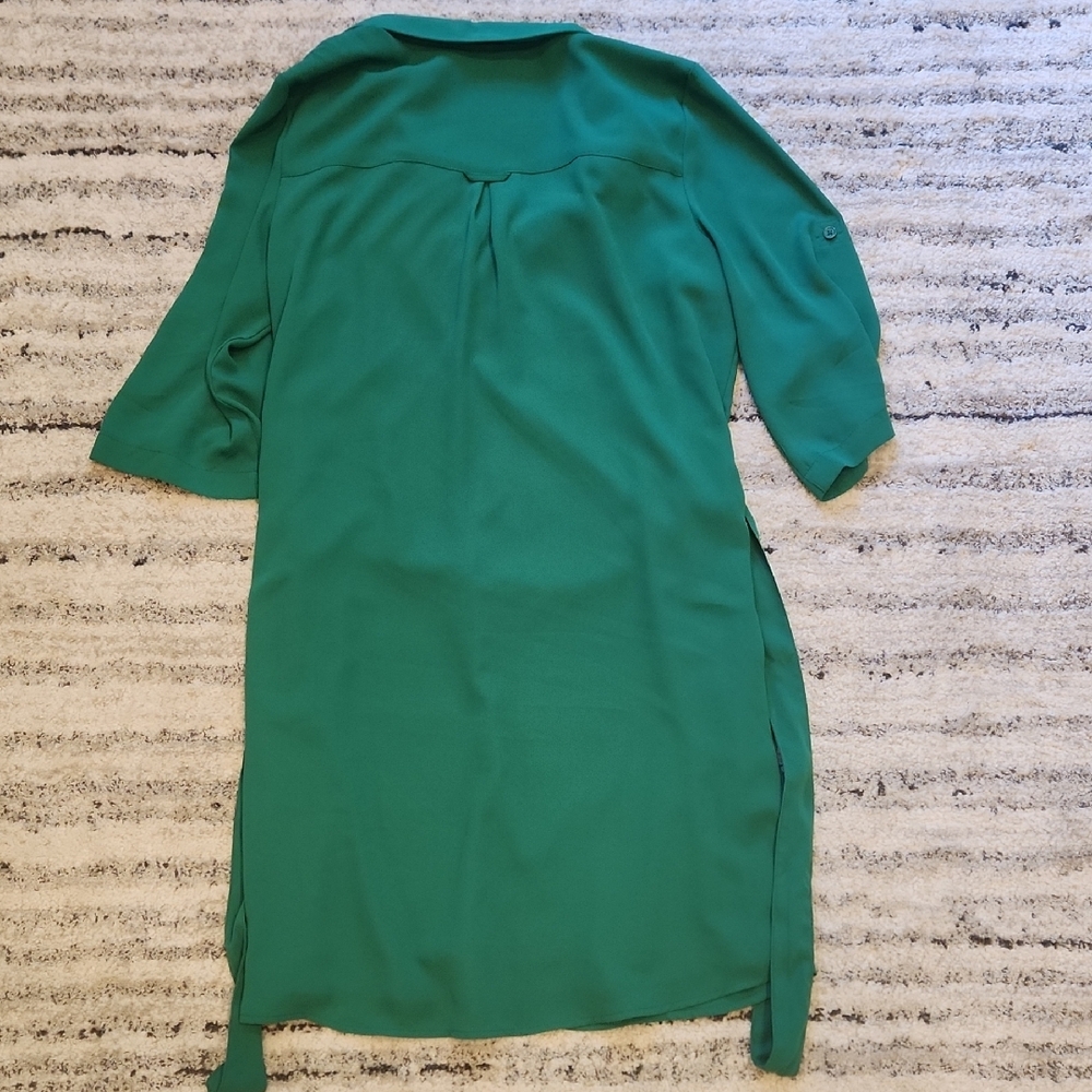 New York & Company Green 3/4 Sleeve Polo Collar Dress Medium - Picture 3 of 3